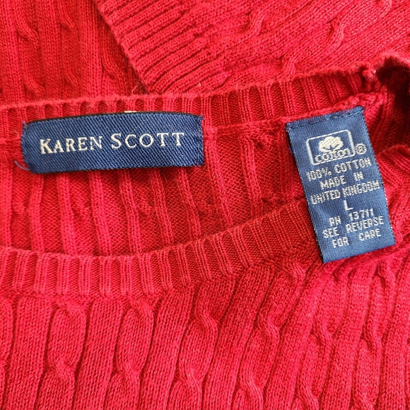 (407) Karen Scott  Woman's Sleeveless Sweater Vest, Size: Large Color: Red - Picture 5 of 10
